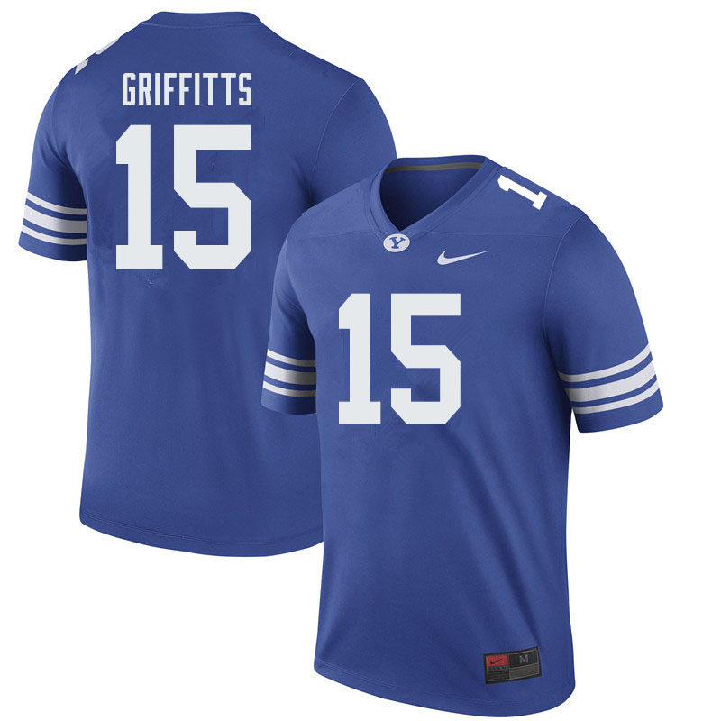 Men #15 Hayden Griffitts BYU Cougars College Football Jerseys Sale-Royal